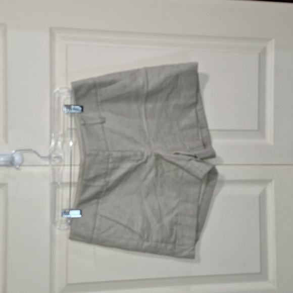 New York & Company linen blend flat front shorts - 6 - oatmeal/beige - Picture 1 of 8